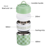 HULIANFU Portable Stainless Steel Thermal Lunch Box for Food Office Lunchbox Bento Boxs Thermos Lunch Box Food Container with Lunch Bag