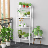 HULIANFU Ladder Shelf 4-Tier Bookshelf Plant Flower Stand Storage Rack Industrial Organizer Modern Shelves Shelving Bookcase Stable Metal