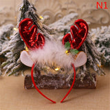 HULIANFU 2023 Christmas Headbands Santa Tree Elk Antlers Headband Kids Adult Headwear Reindeer Ornaments Christmas Decor Party Cosplay Gifts