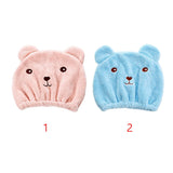 HULIANFU New Dry Hair Cap Towel Strong Absorbing Cute Bear Hat Quick-dry Cartoon Head Wrap Soft Shower Cleaning Supplies Home Hair Drying