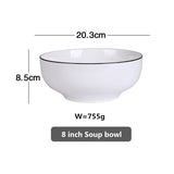HULIANFU White Dinner Plate Set Ceramic Kitchen Plate Tableware Set Food Dishes Rice Salad Noodles Bowl Soup Kitchen Cook Tool 1pc