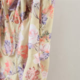 Hulianfu Spring Summer New Vintage Women Chic Lace-Up Slim Hollow Backless Slit Floral Square Collar Strap Long Midi Dress