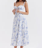 Hulianfu A Line Floral Printing Dress Midi Sexy Dress Prom Club Night Dresses Summer Bodycon Women Party Dress Dress Elegant