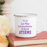 HULIANFU Merci Maîtresse/Atsem Print Coffee Mug Creative Enamel Cups Drinks Water Milk Cup Mug School Home Handle Drinkware Teacher Gifts