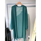 Hulianfu long Jacket Women Summer Thin Loose See-through Sunscreen Pure Long Sleeve Sexy  Coat Chiffon Bohemian Female New Fashion Tops