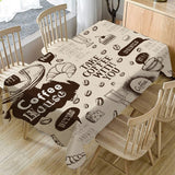 HULIANFU Retro Coffee Pattern Tablecloth Waterproof Dining Table Wedding Decoration Party Rectangular Tablecloth Home Kitchen Manteles