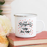 HULIANFU Merci Maîtresse/Atsem Print Coffee Mug Creative Enamel Cups Drinks Water Milk Cup Mug School Home Handle Drinkware Teacher Gifts