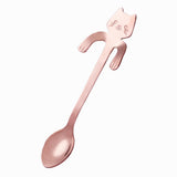 HULIANFU Stainless Steel Coffee Spoon Lovely Cute Cat Shape Teaspoon Dessert Snack Scoop Ice Cream Mini Spoons Tableware Kitchen Tools