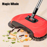 HULIANFU Stainless Steel Sweeping Machine Push Type Hand Push Magic Broom Dustpan Handle Household Cleaning Package Hand Push Sweeper mop