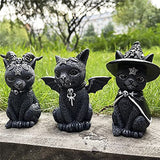 HULIANFU Resin Figure Wizard Figurines Black Magic Cat Ornaments Table Art Original Gifts Cute Miniatures Modern Room Decoration
