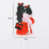 HULIANFU New Back Silk Gauze Skirt Happy Mothers Day Cake Topper Girl Birthday Cake Decoration Party Supplies Cake Decorating Tools