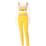 Hulianfu Swimwear Women Dress Suit Swimsuit Cover Up Beach Cakes Female Two Piece Tangerine Buckle Sling Color Leisure Trousers Wipe