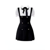 hulianfu hulianfu Sweet Mini Fake Two Dress Puff Sleeve Summer French Elegant Short Party Dress Woman Casual Korea Fashion Vintage Dress Slim