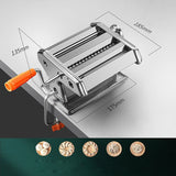 HULIANFU Manual Stainless Steel Linguine Pasta Maker Noodle Spaghetti Press Machine Cutter Dough Sheeter Ravioli Dumplings Shell Tool