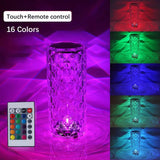 HULIANFU Spanish Acrylic Diamond Crystal Lamp Rose Light Projector 3/16 Color Adjustable Romantic Bedroom Touch Night Light