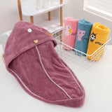 HULIANFU Microfiber Towel Hair Towel Bath Towels For Adults Women Home Embroidered Daisy Animal Coral Velvet Shower Cap Dry Hair Cap 1pc