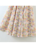Hulianfu Spring Summer New Vintage Women Chic Lace-Up Slim Hollow Backless Slit Floral Square Collar Strap Long Midi Dress