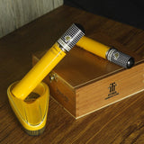 HULIANFU Portable Travel Moisturizing Cigars  Tube Humidor Aluminum Waterproof Cigar Tube Humidor Holder Cedar Wood Lined