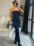 Hulianfu Off Shoulder Denim Dress Woman Blue Corset Long Dress Women Midi Bodycon Dresses For Women 2023 Elegant Party Dress