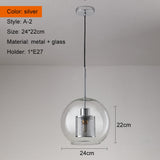 HULIANFU Sliver Bronze Loft Modern Pendant Light Glass Ball Hanging Lamp Kitchen Light Fixture Dining Hanglamp  Living Room Luminaire