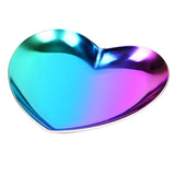 HULIANFU Nordic Stainless Steel Storage Tray Dish Jewelry Ring Organizer Bread Dessert Snack Plate Golden Heart Shaped Plate Home Decor