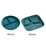 HULIANFU Portion Control Food Dish Home Kitchen For Adults Reusable PP Round Square Dinner Plate Diet Non Slip Dinnerware 3 Compartments