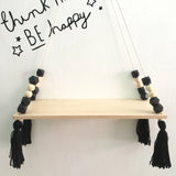 HULIANFU Nordic Nursery &amp; Kids Decor Tassels Storage Shelf Rack Wall Hanging Wood Toys Model Baby Kid Room Furnish Artic Home Decoration