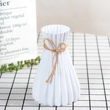HULIANFU Nordic Flower Vase Ornament Home Plastic Vase White Imitation Ceramic Flower Pot Simple Flower Basket Decor Vases for Flowers