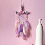 HULIANFU Unicorn Dream Catcher Boho Girls Kawaii Room Decor Christmas  Home Wall Pink Dreamcatcher Decoration Bedroom Nursery Baby Gift