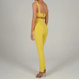 Hulianfu Swimwear Women Dress Suit Swimsuit Cover Up Beach Cakes Female Two Piece Tangerine Buckle Sling Color Leisure Trousers Wipe