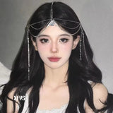 hulianfu exotic headdress Hanfu tassel hair accessories ancient costume forehead eyebrows falling curtain veil