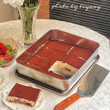 HULIANFU Thicken Stainless Steel Storage Tray with Lid Rectangle Food Plate Flat Bottom Dish Bakeware Cake Bread Baking Pan Kitchen Tools
