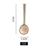HULIANFU Ins Style Japanese Style Stoneware Small Soup Spoon, Ceramic Spoon, Long Handle Spoon, Household Cute Creative Rice Spoon