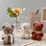 HULIANFU Sitting Position Toy Bear Silicone Candle Molds for Handmade Scented Candle Plaster Cute Bear Injection Mould Home Decor