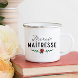 HULIANFU Merci Maîtresse/Atsem Print Coffee Mug Creative Enamel Cups Drinks Water Milk Cup Mug School Home Handle Drinkware Teacher Gifts