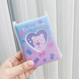 HULIANFU Lovely Bear photo album 3 Inch Love Heart Hollow Kpop Card Binder Name Card Book Photo Album Card Photocard ID Holder 40 Pockets