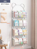 HULIANFU Simple Metal Bookshelf Iron Art Furniture Children  Picture Books Storage Rack Save Space Wall Hanging Shelf Bookcase Bedroom