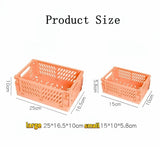 HULIANFU Ins Desktop Plastic Storage Baskets Organizer Box Folding Stackable Toy Storage Basket with Handle Bathroom Storage Box Basket