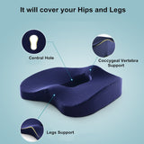 HULIANFU Memory Foam Seat Cushion Orthopedic Pillow Coccyx Office Chair Cushion Car Seat Pillow Wheelchair Massage Vertebrae Seat Pad