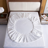 HULIANFU Satin Silk Sheet Set King Size Luxury Rayon Flat Sheet Set Solid Color Bed Sheet Set Single Double Fitted Sheet Set