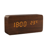 HULIANFU USB/AAA  Clocks LED Wooden Alarm Clock Watch Table Voice Control Digital Wood Despertador Electronic Desktop Table Decor