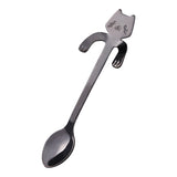 HULIANFU Stainless Steel Coffee Spoon Lovely Cute Cat Shape Teaspoon Dessert Snack Scoop Ice Cream Mini Spoons Tableware Kitchen Tools