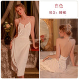 hulianfu Nightdress Women Backless Sleepwear Home Dress Sexy Spaghetti Strap Nighty Gown Sleepshirts Nightgowns Loungewear