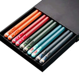 HULIANFU JANKNG 5 Pair Japanese Chopsticks Alloy Non-Slip Sushi Chop Sticks Set Chinese Gift Reusable Chopsticks Tableware Gift Kitchen