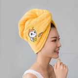 HULIANFU Microfiber Towel Hair Towel Bath Towels For Adults Women Home Embroidered Daisy Animal Coral Velvet Shower Cap Dry Hair Cap 1pc