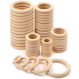 HULIANFU Unfinished Solid Wooden Rings 15-100MM Natural Wood Rings for Macrame DIY Crafts Wood Hoops Ornaments Connectors Jewelry Making