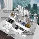 HULIANFU Large Capacity Drawer Make Up Organizer Bathroom Makeup Storage Box Women Skin Care Dressing Table Cosmetic Lipstick Beauty Case