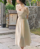 Hulianfu Women Elegant Midi Two Piece Dress Set Vintage Summer New Spaghetti Strap Sexy Party Slim Prom Clothes Korean Party Vestidos