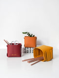 HULIANFU Nordic Style Home Creative Desktop Leather Storage Basket Pen Holder Sundries Key Headphone Storage Box Makeup Finishing Basket