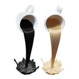HULIANFU Resin Statues Floating Coffee Cup Art Sculpture Home Kitchen Decoration Crafts Spilling Magic Pouring Liquid Splash Coffee Mug